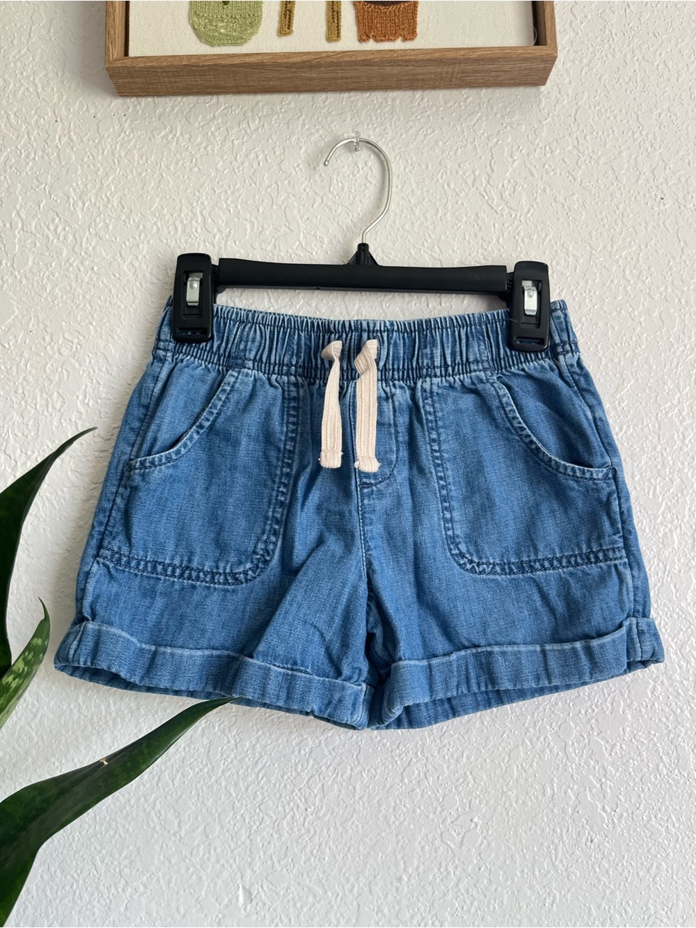 Casual Blue Denim Drawstring Women’s Shorts